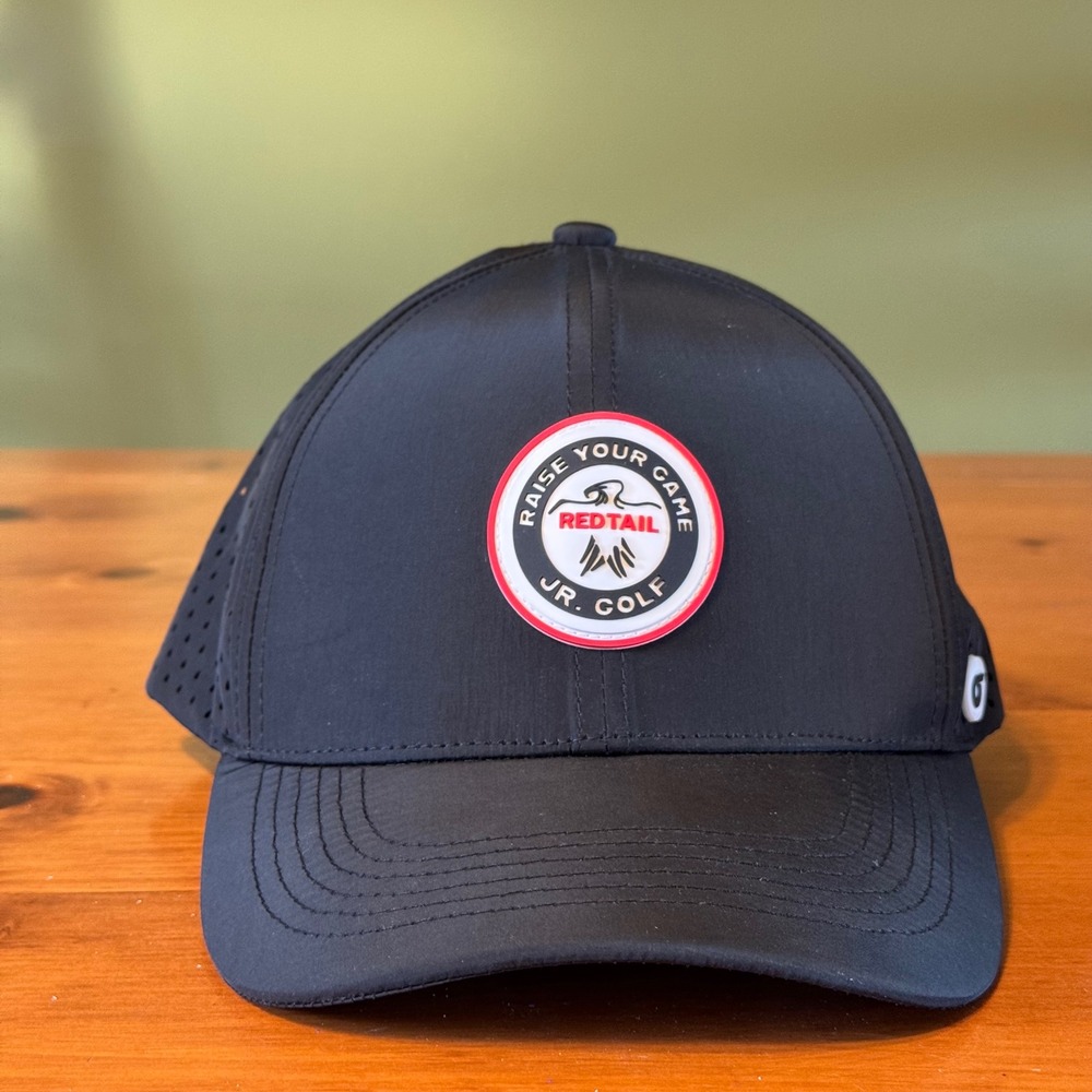 Outer Brim Redtail Jr Golf Hat Youth XL Black Snapback Performance Cap